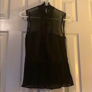 Black lace sleeveless blouse